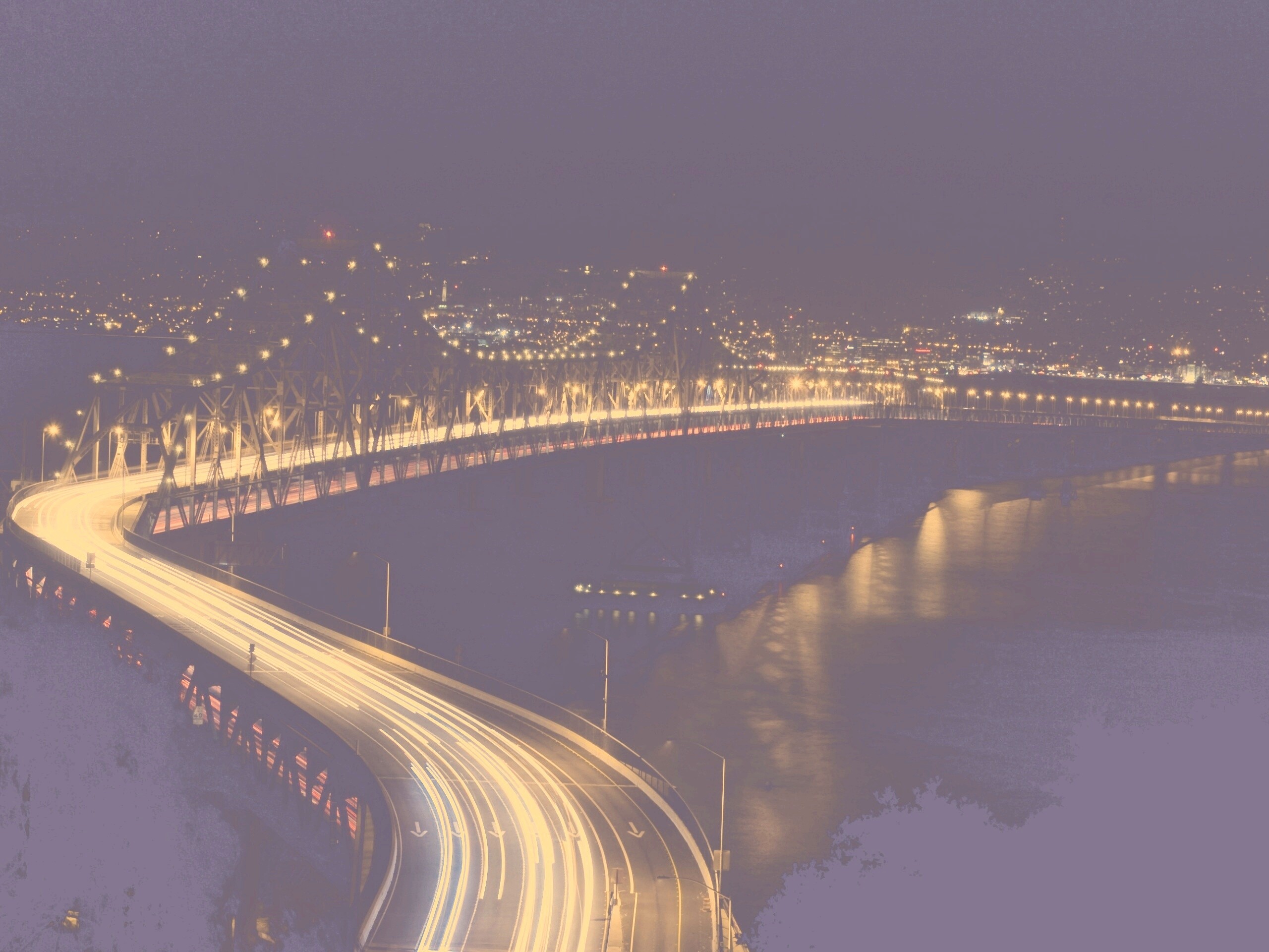 Вид на мост ночью обои