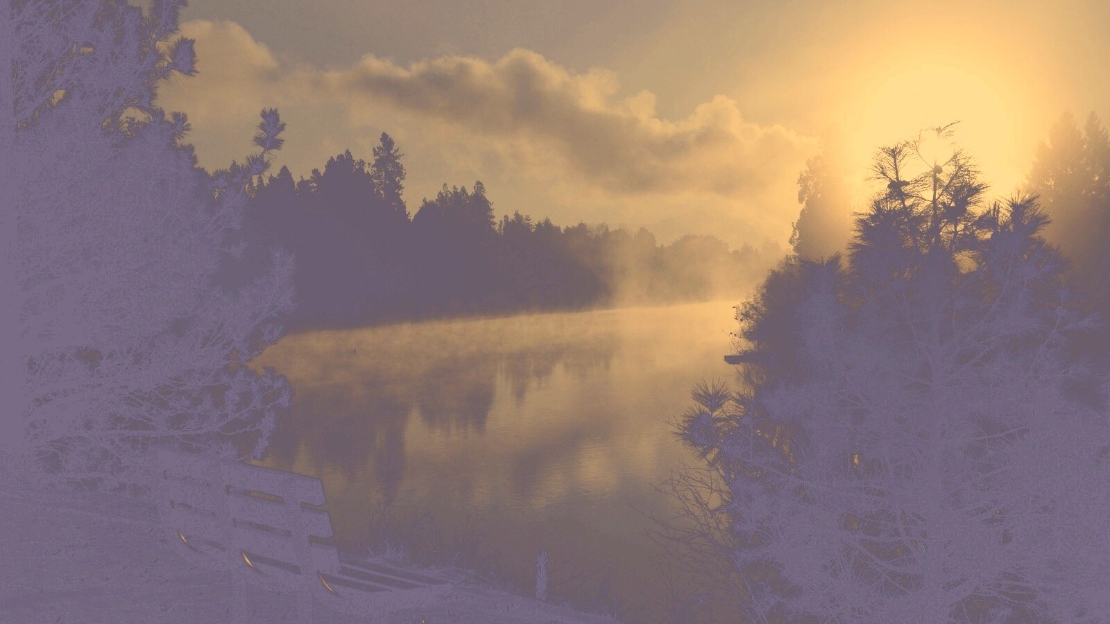Туманное озеро обои