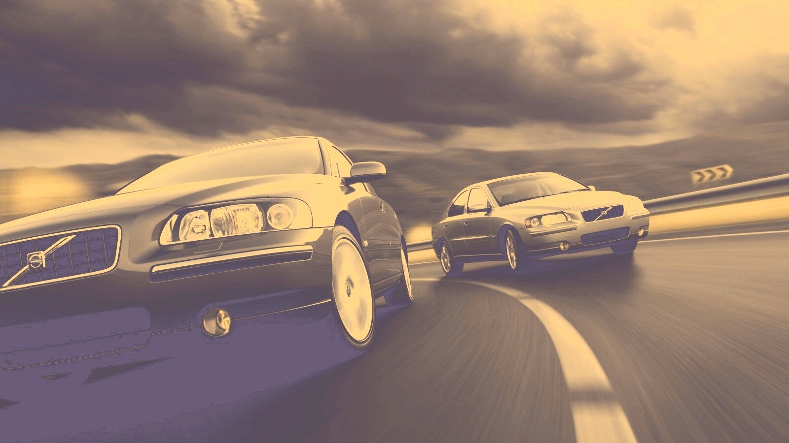 Два седана вольво на повороте обои