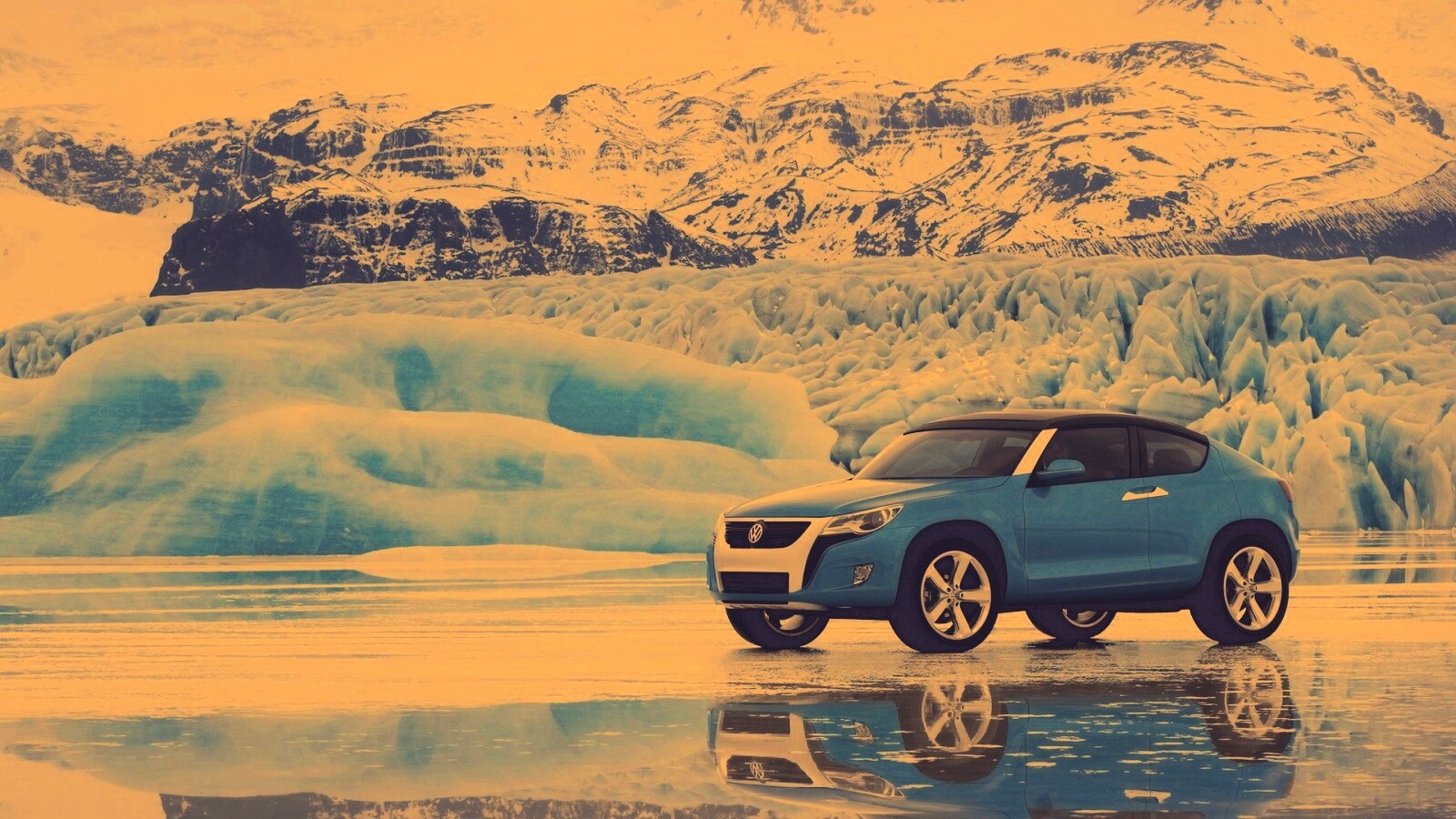 Внедорожник Фольксваген на льду обои