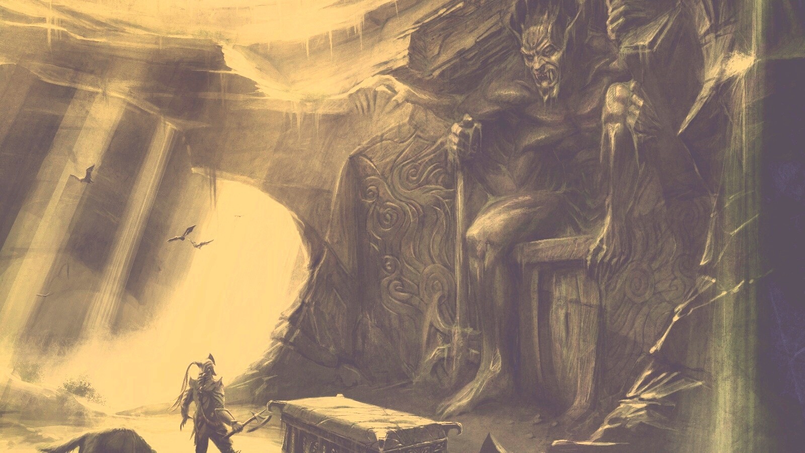 Довакин и Барбас в святилище Клавикуса Вайла обои