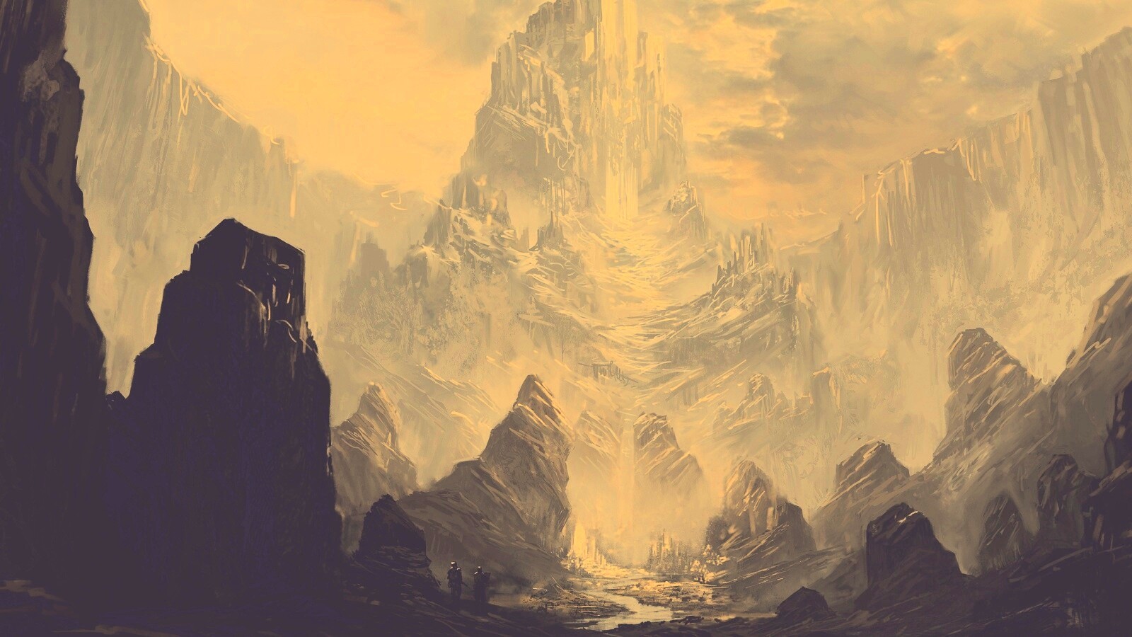 Город в горах обои