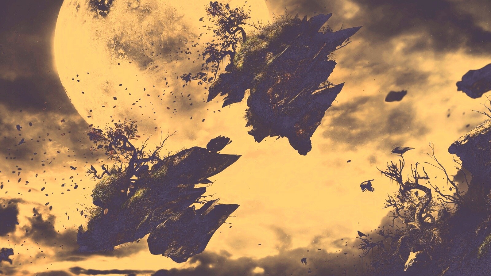 Летящие куски земли обои