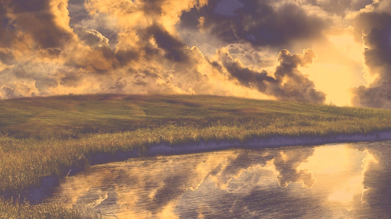 Тучи над лугом обои
