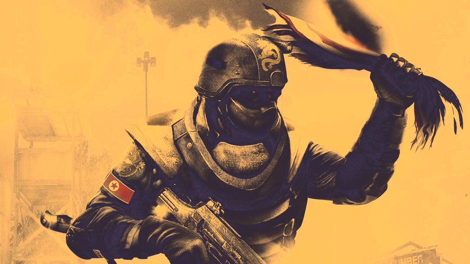 Китайский солдат жжет американский флаг обои