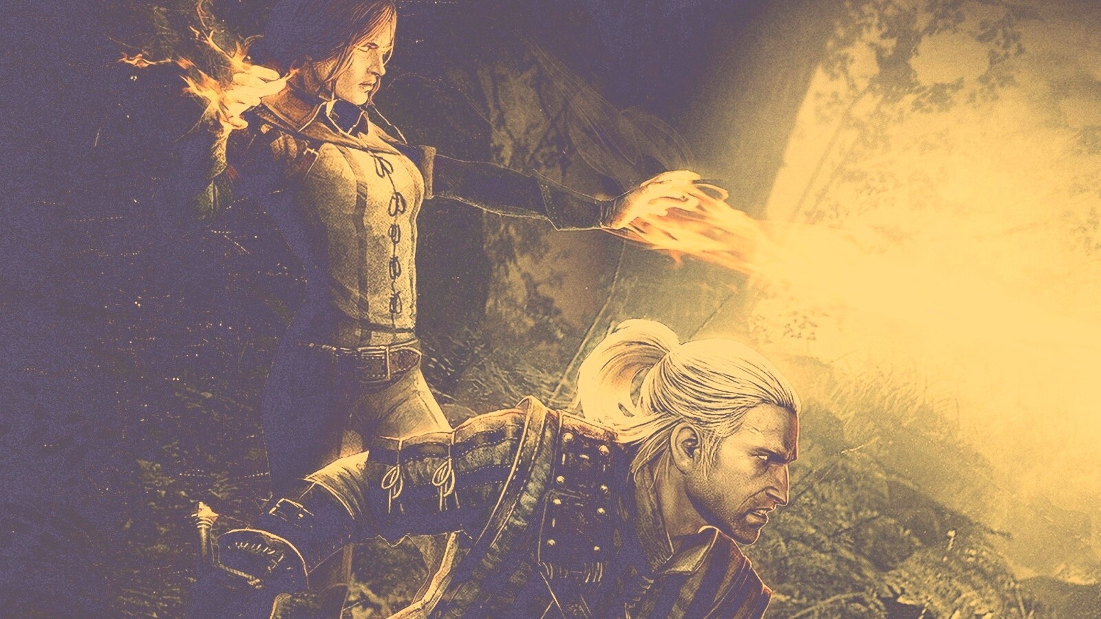 Геральт и Трисс в бою обои
