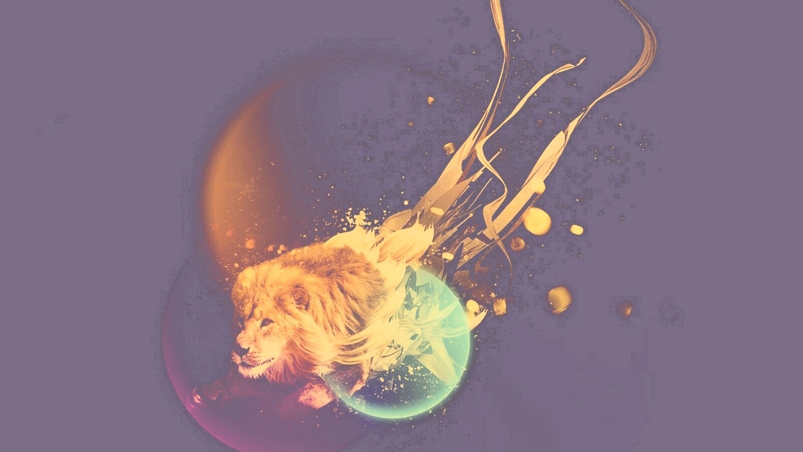 Лев в абстарктой фигне обои