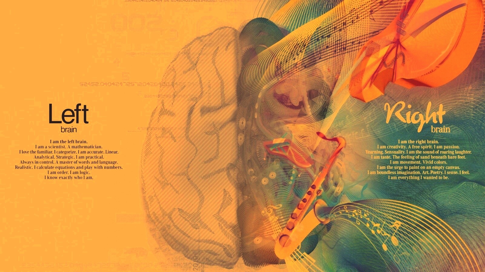 Левая и правая половина мозга обои