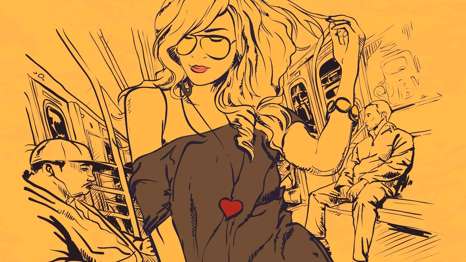 Стильная девушка в метро обои