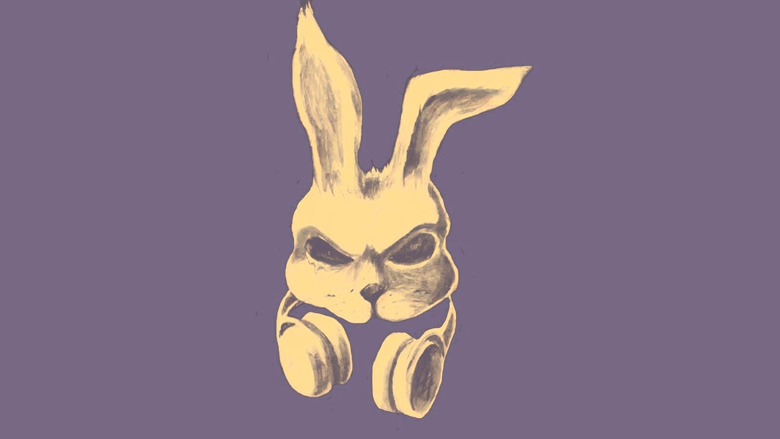 Кролик в наушниках обои