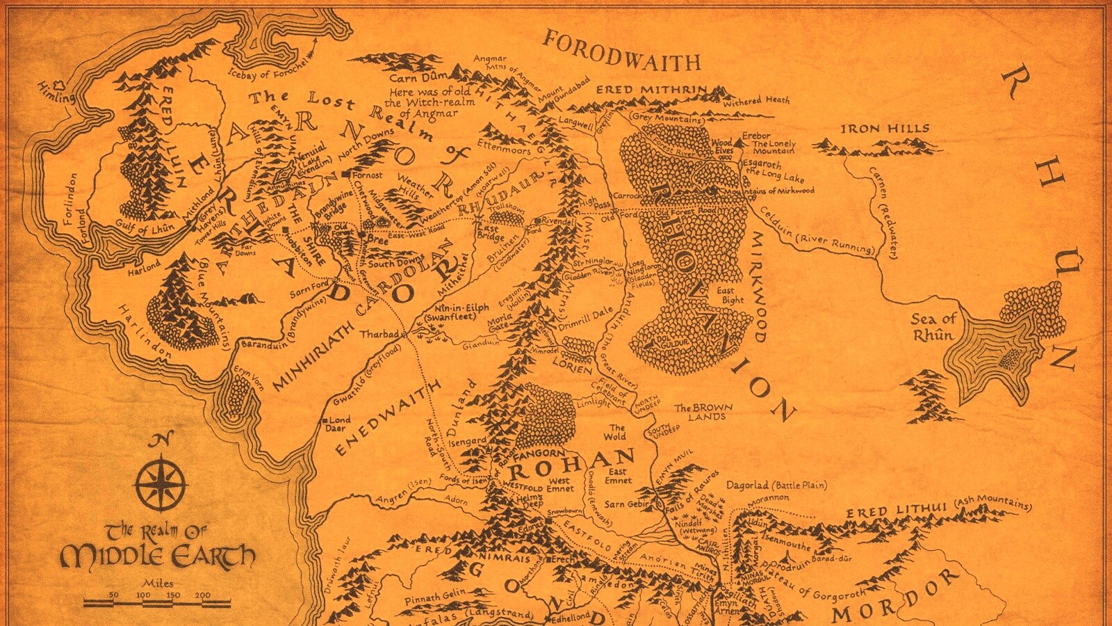 Карта Средиземья обои