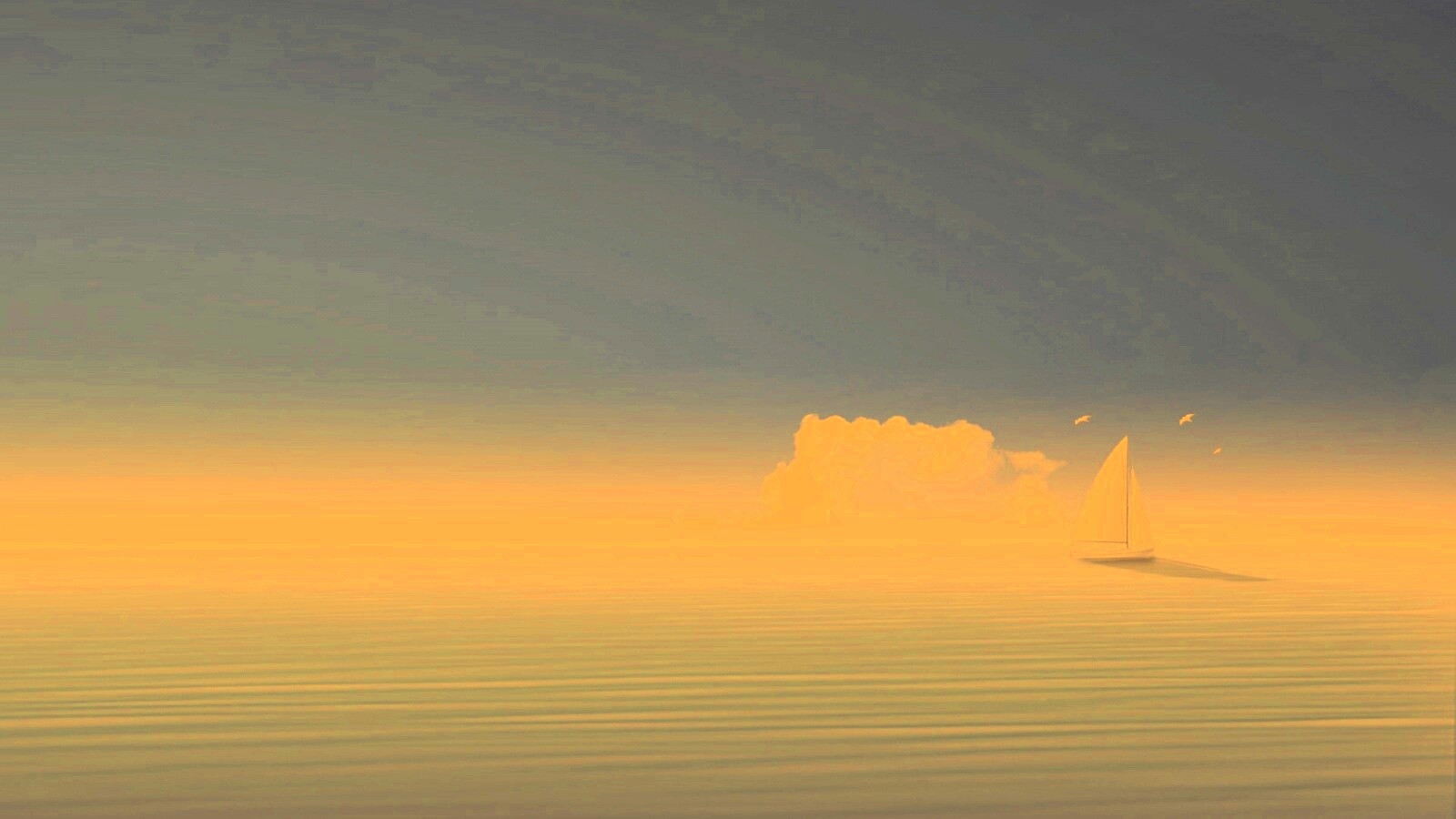 Голубые обои под хорошее настроение с парусником обои