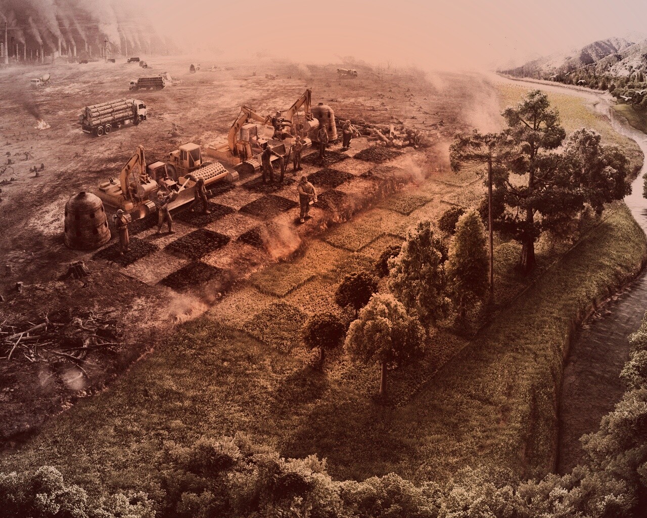 Цивилизация против природы обои