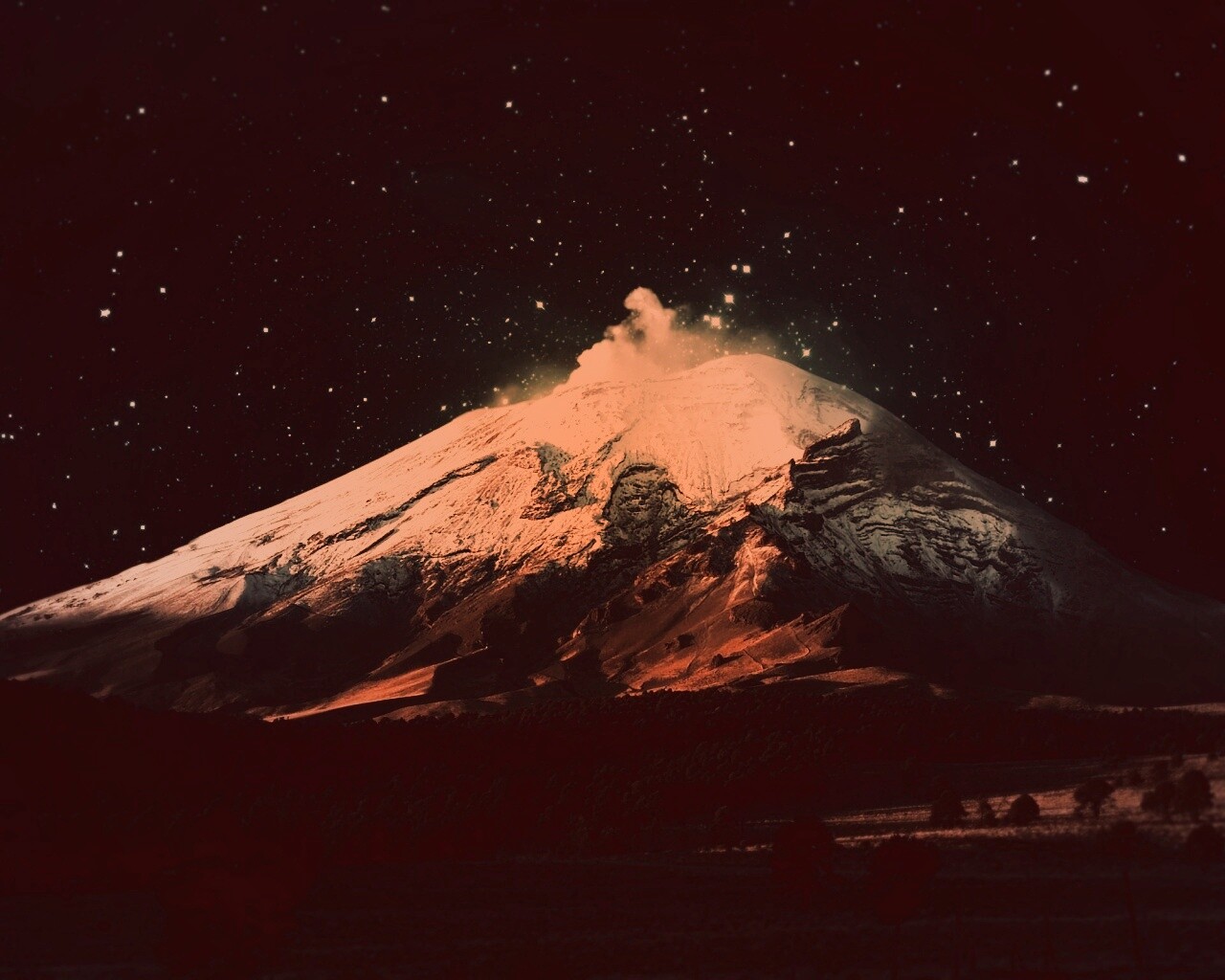 Ночной вулкан обои
