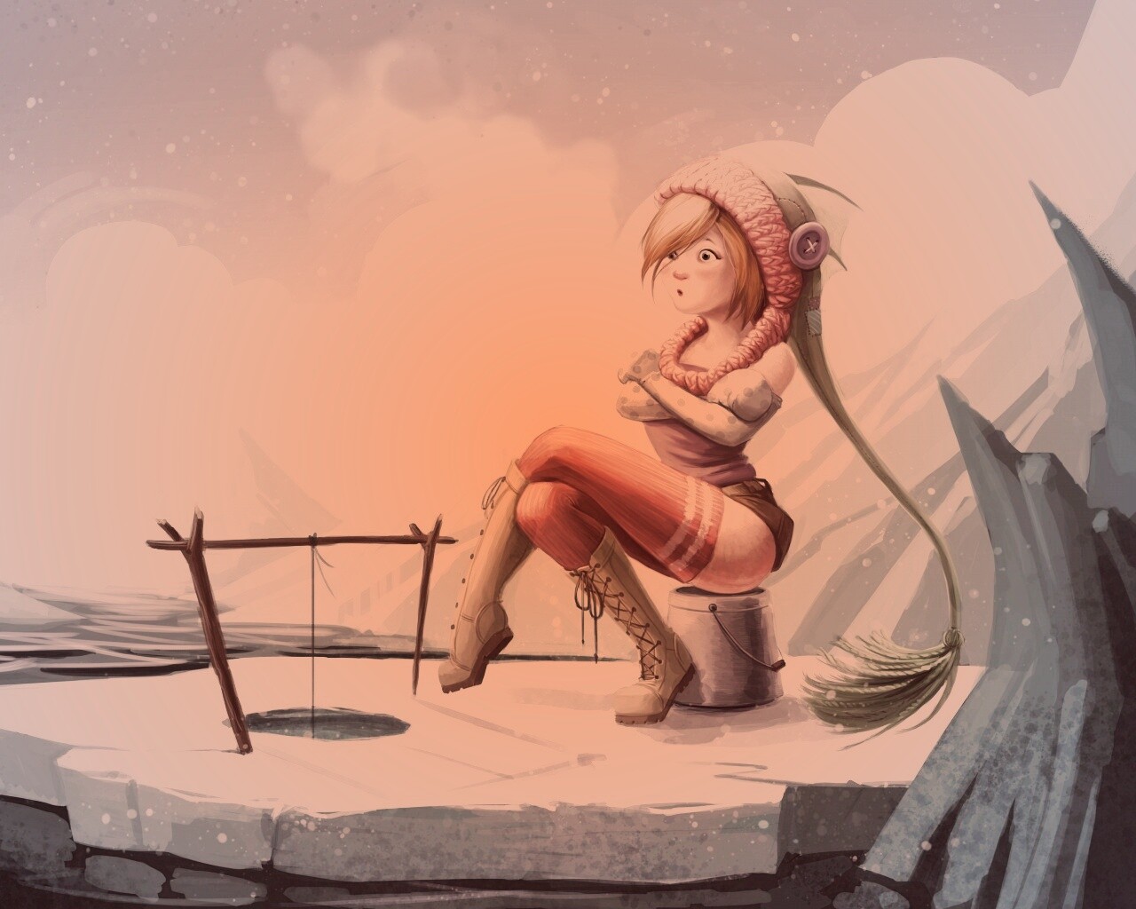 Тяготы зимней рыбалки обои