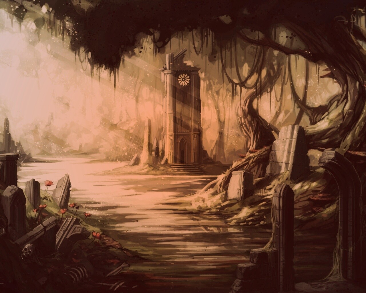 Руины эльфийского города обои