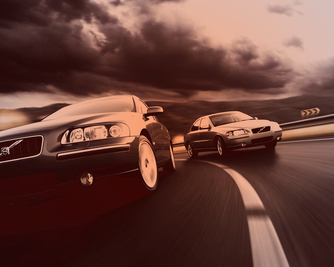 Два седана вольво на повороте обои