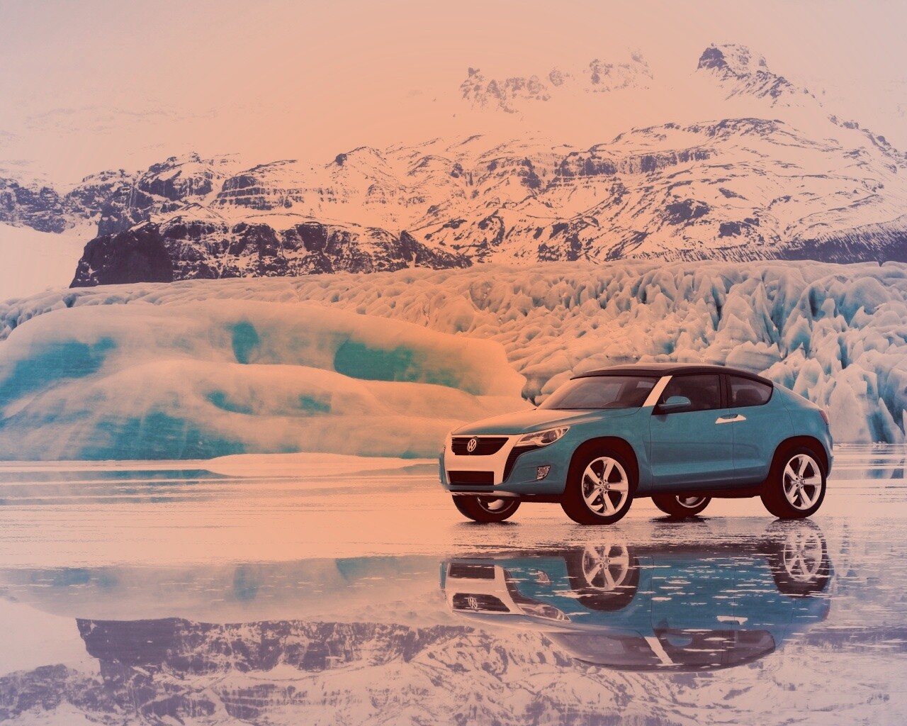 Внедорожник Фольксваген на льду обои