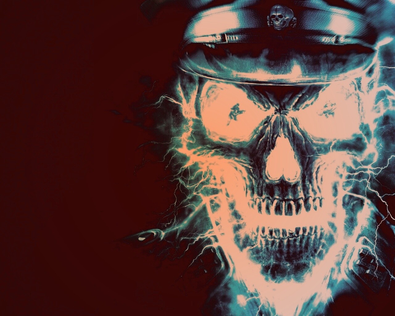 Череп из молний обои