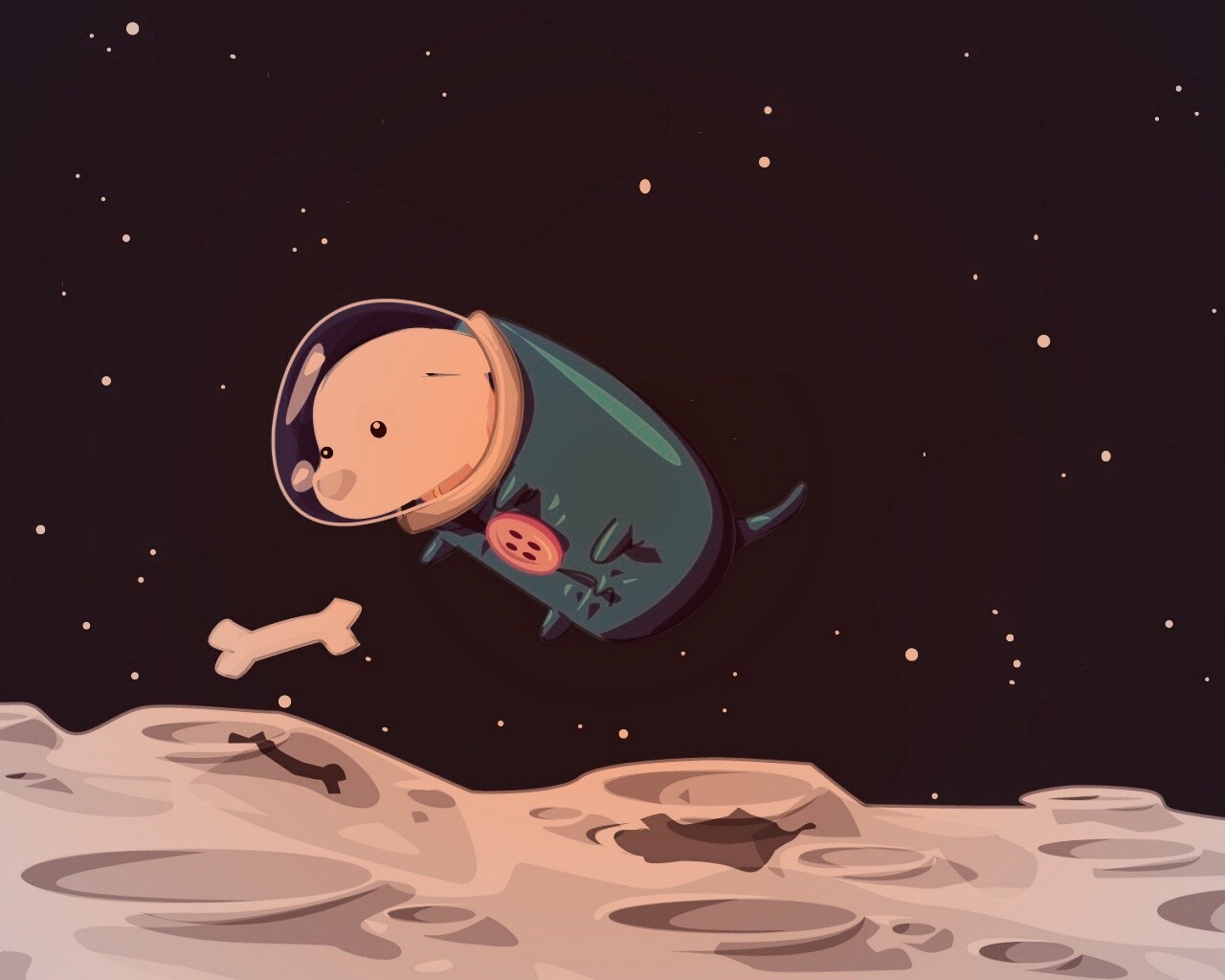 Собачка на луне обои