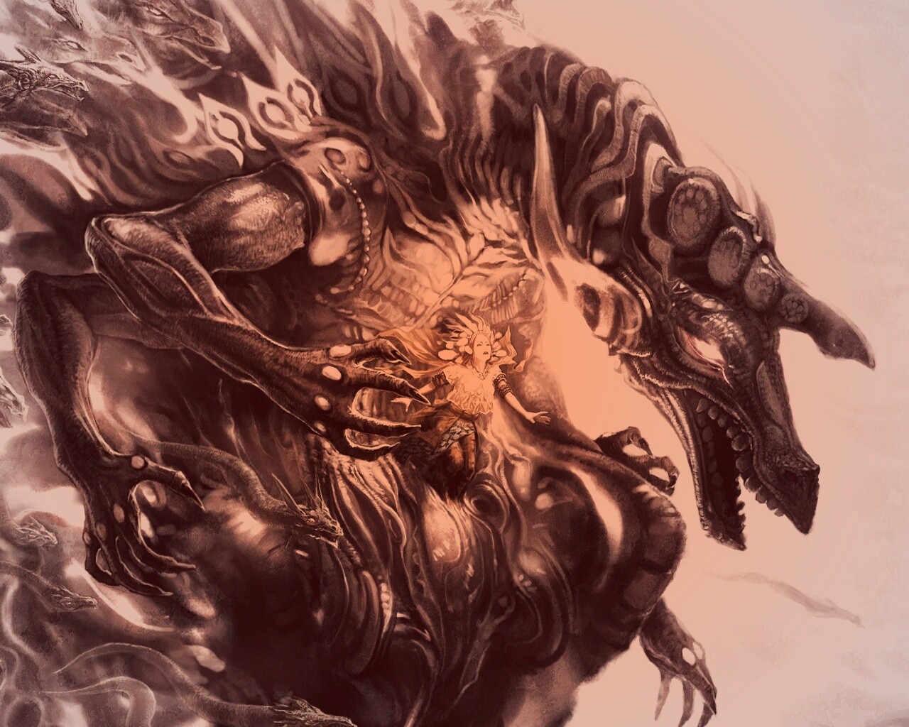 Демон похищающий девушку обои