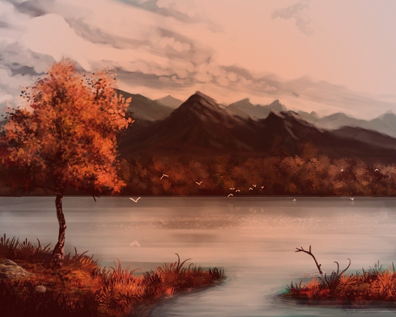 Осень в предгорье обои