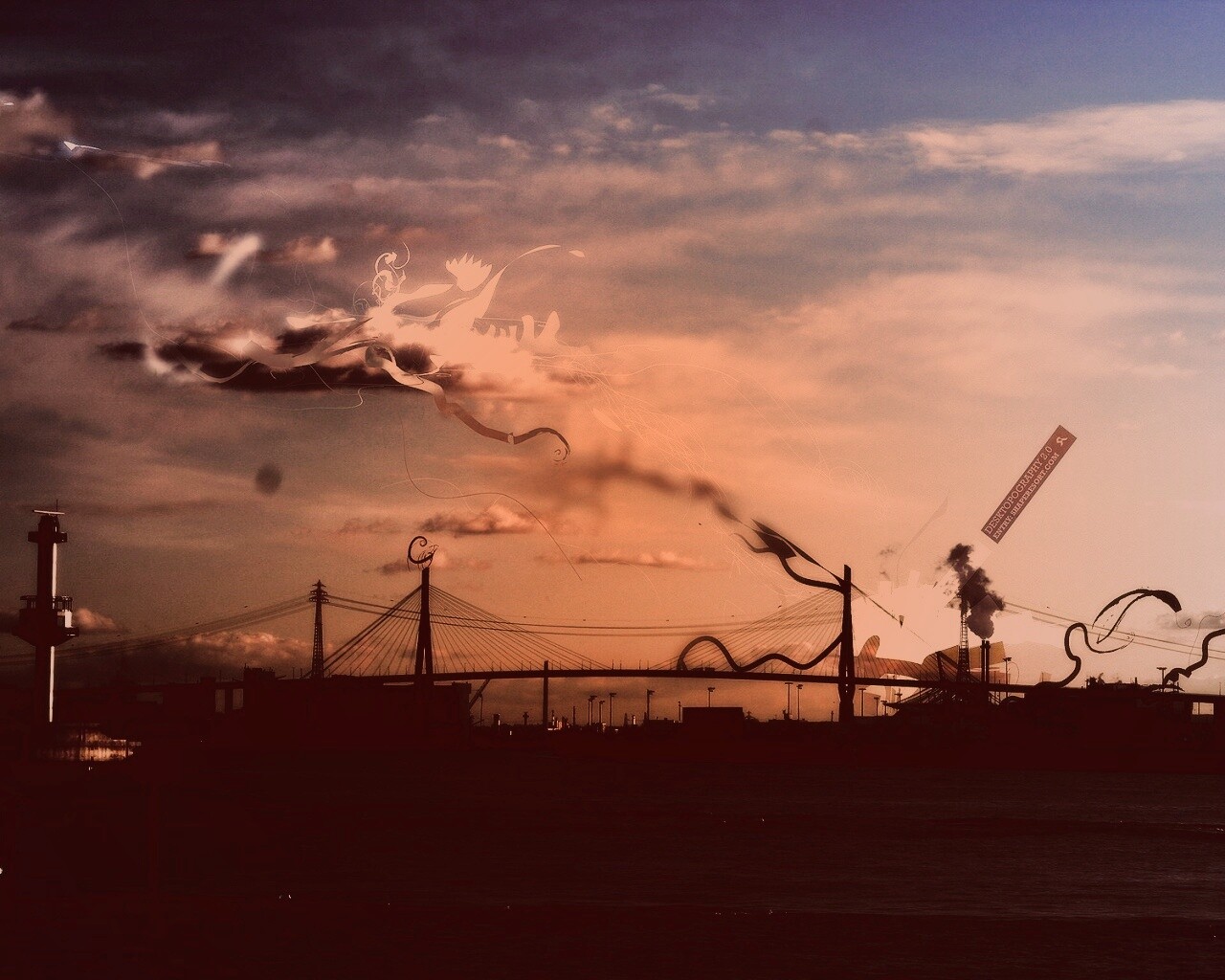 Абстракиця над мостом обои