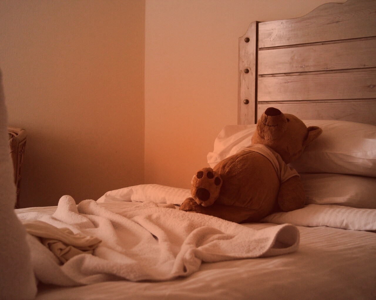 Медвежонок в постели обои