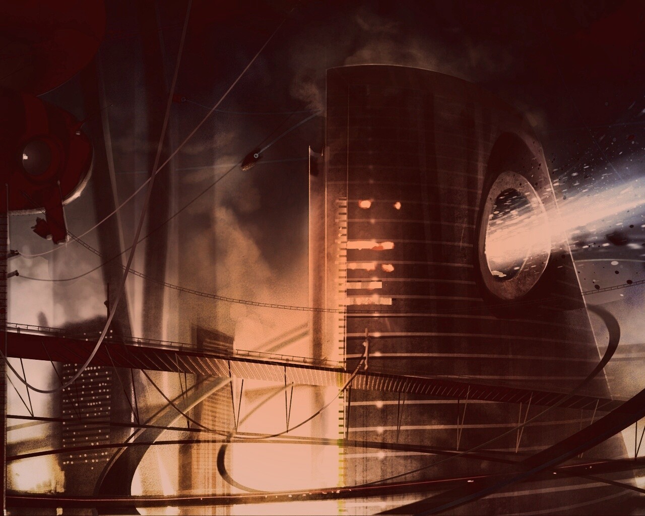 Выброс в городе будущего обои