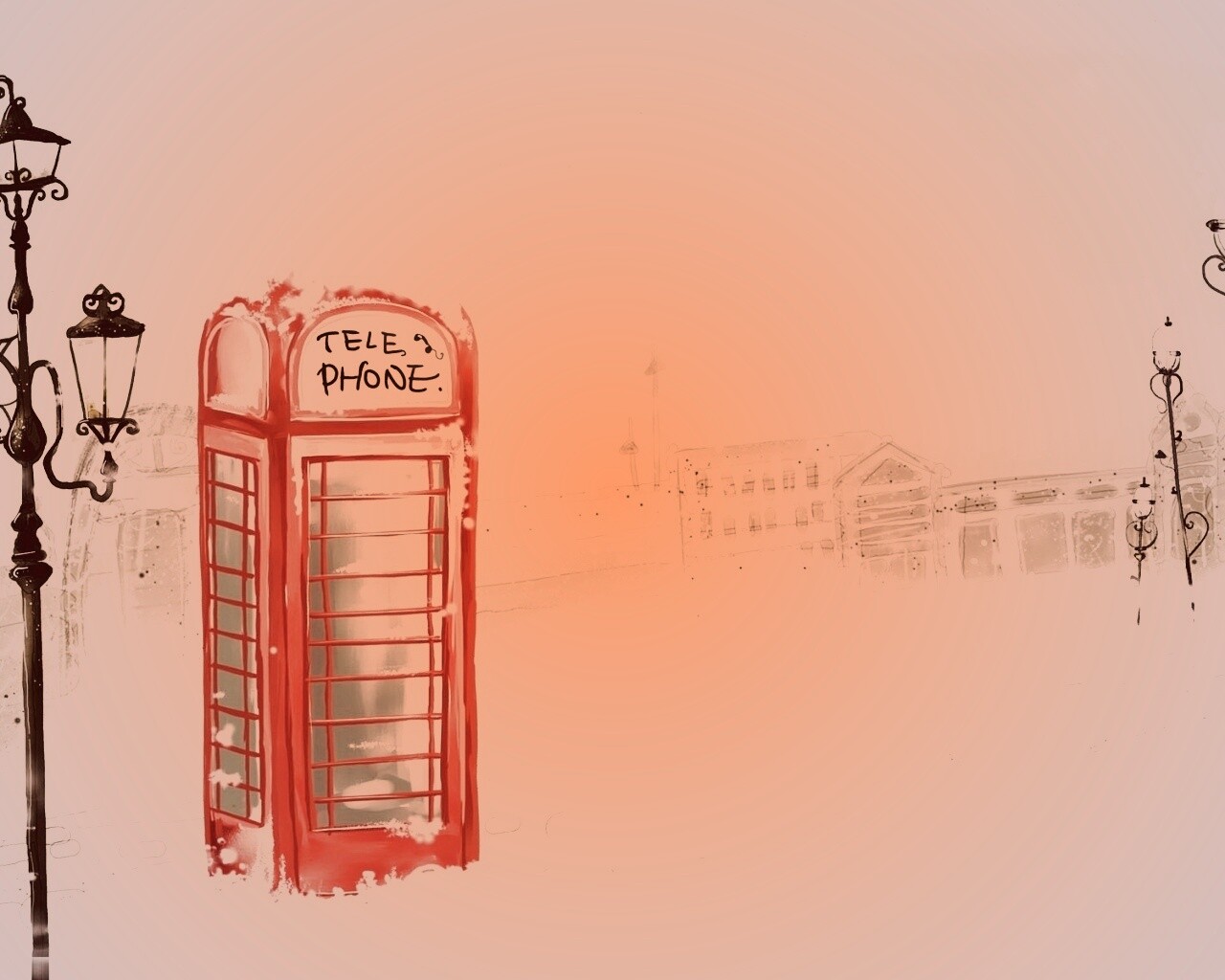 Лондонская телефонная будка обои