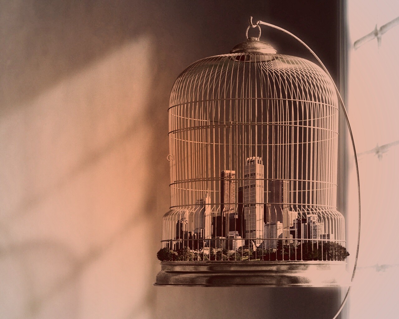 Город в клетке обои