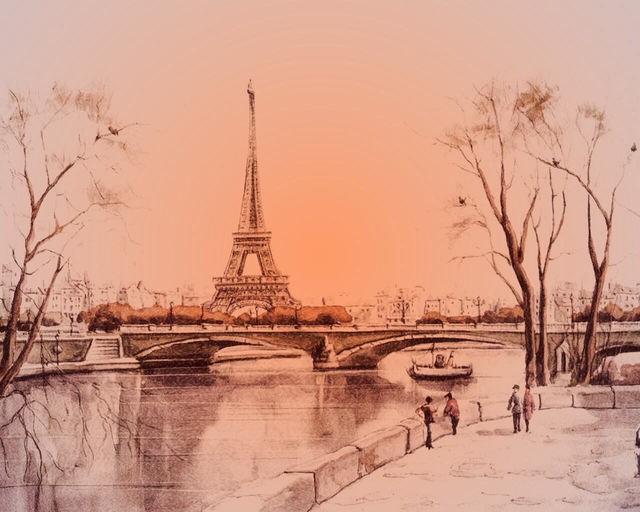 Рисунок Эйфелевой башни обои