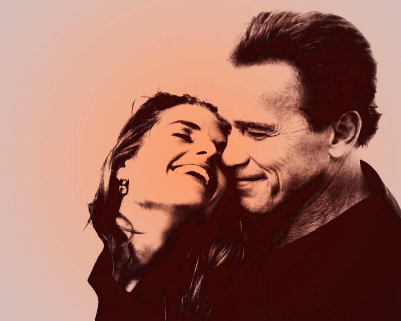 Арнольд Шварцнегер с девушкой обои