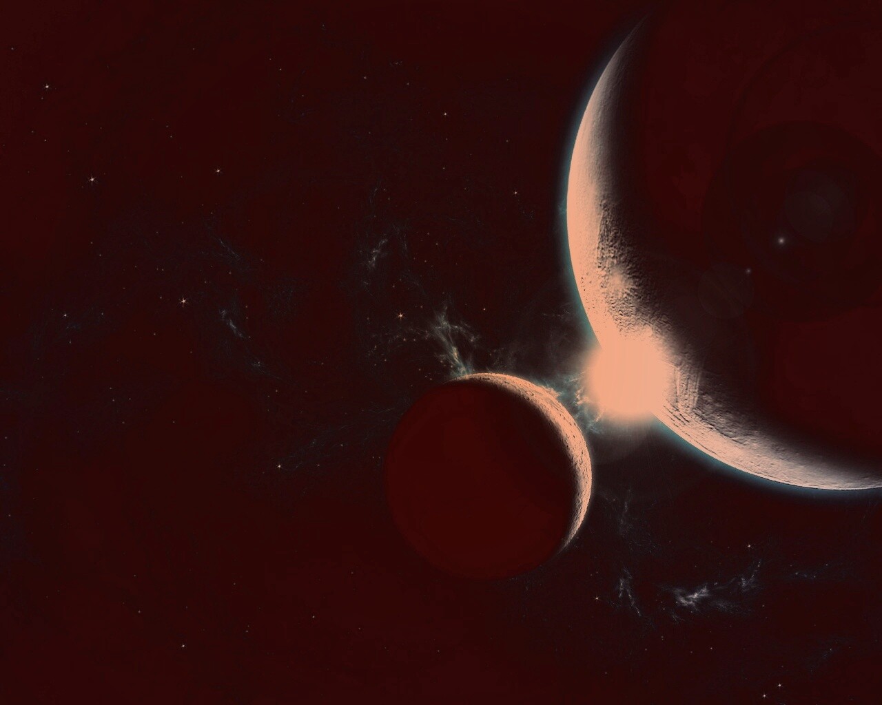 Планета и спутник обои