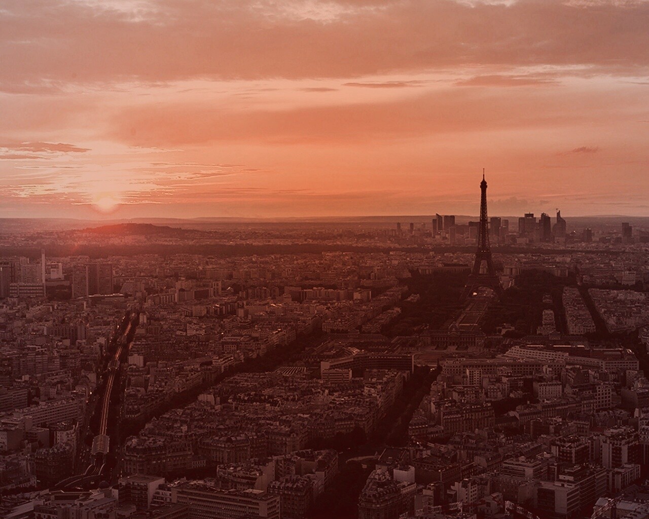 Вид на вечерний Париж обои