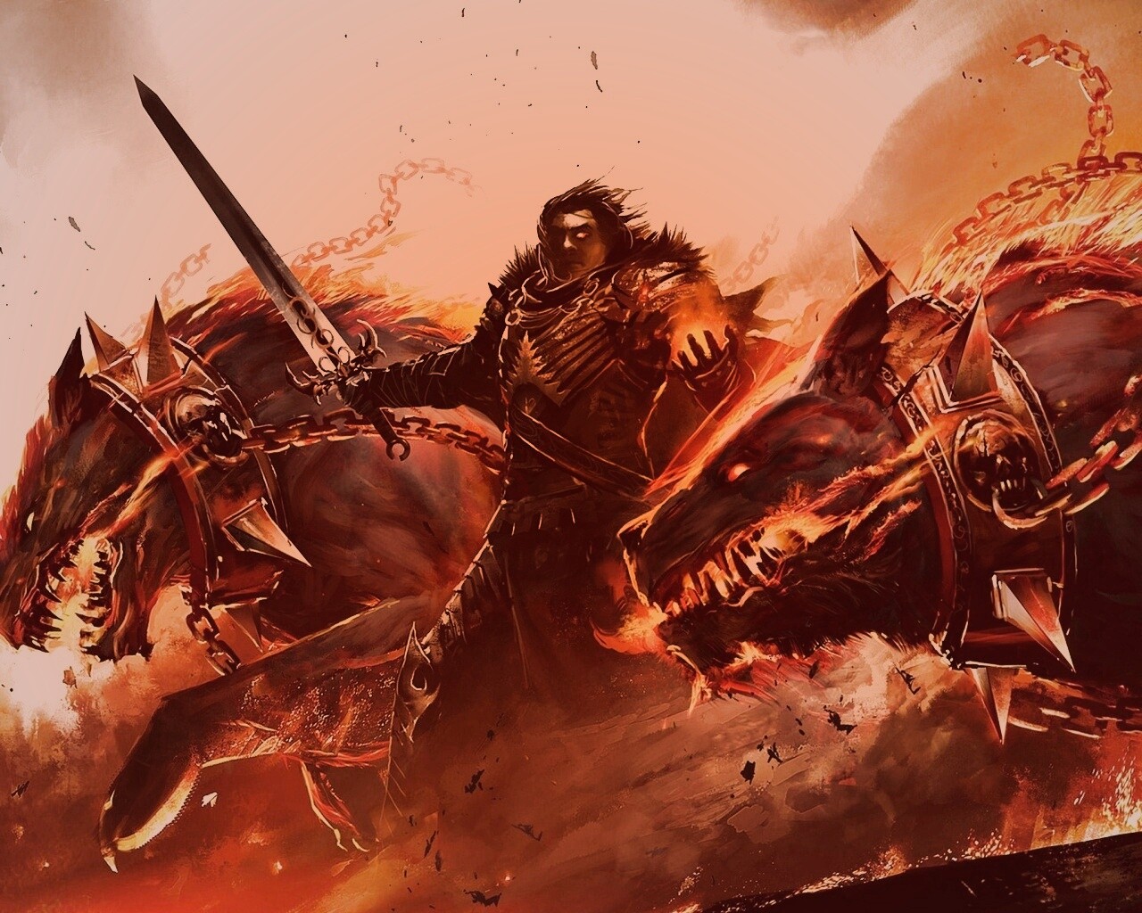 Темный рыцарь и гончие смерти обои