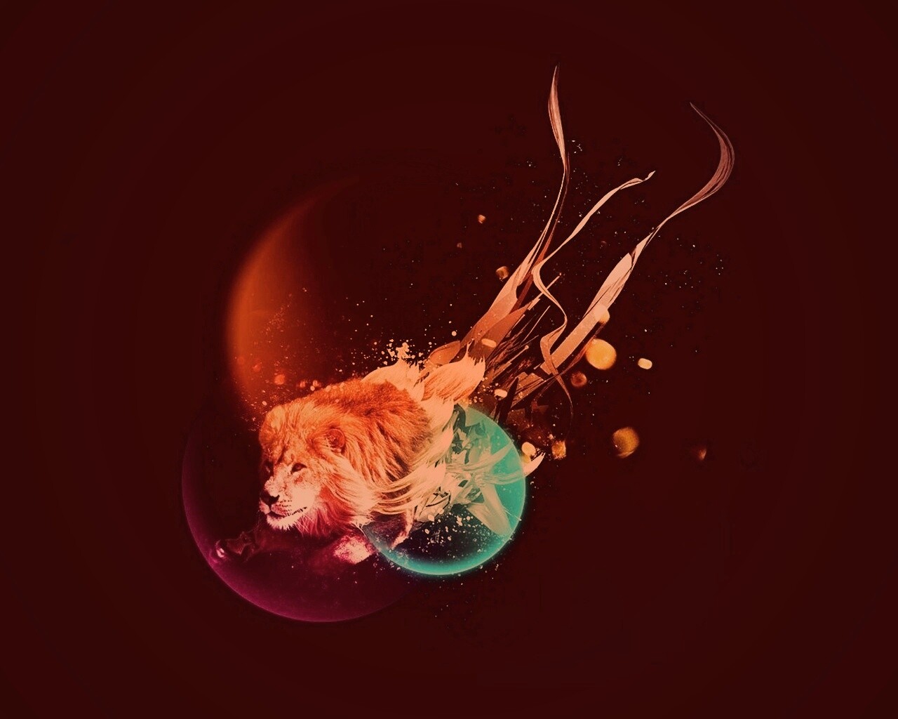 Лев в абстарктой фигне обои