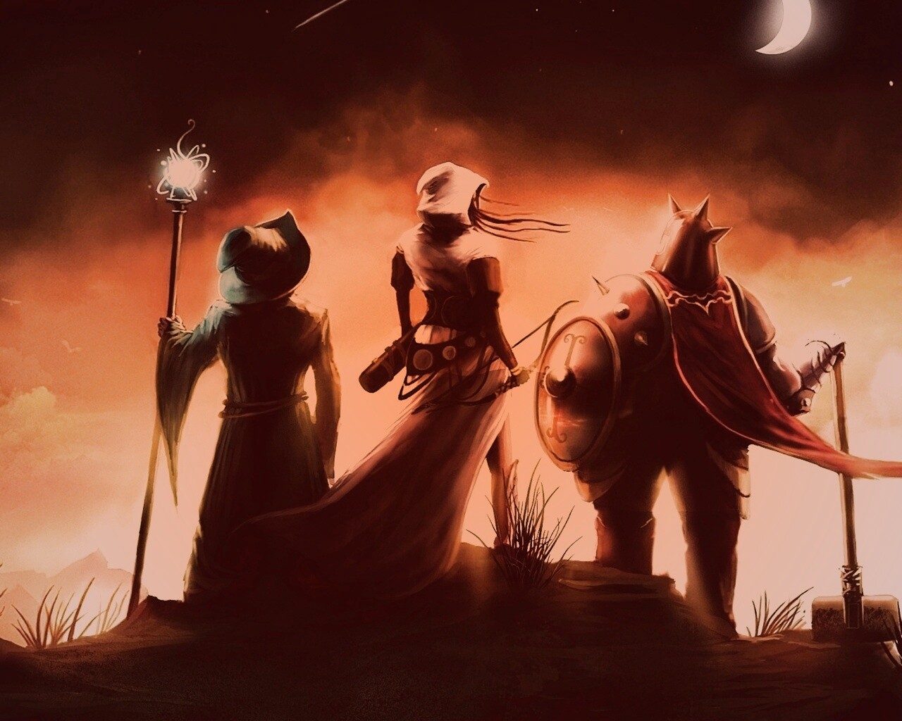 Воин, лучник и маг обои