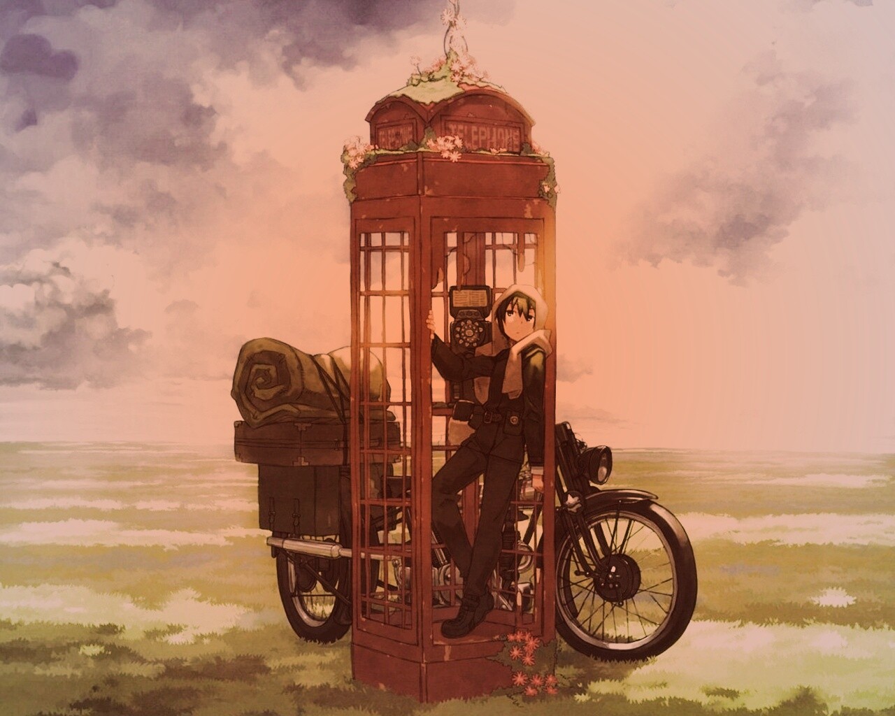 Парень в телефонной будке обои