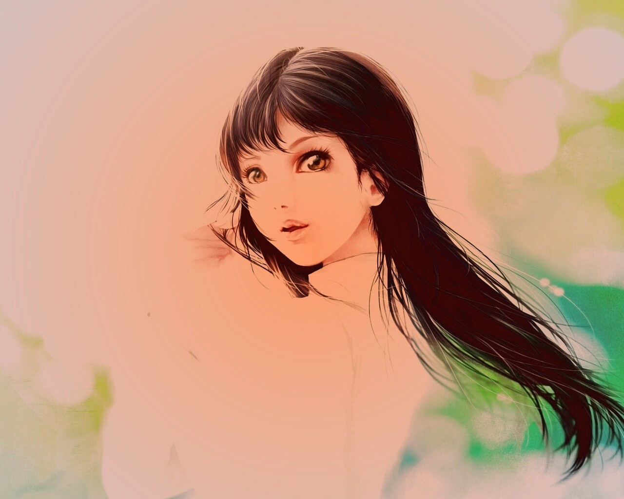 Девушка вполоборота обои