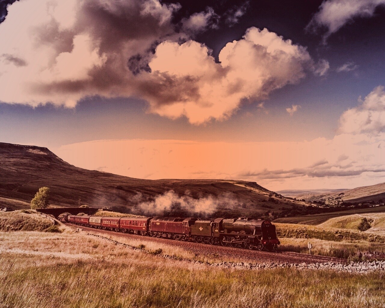 Поезд в долине обои