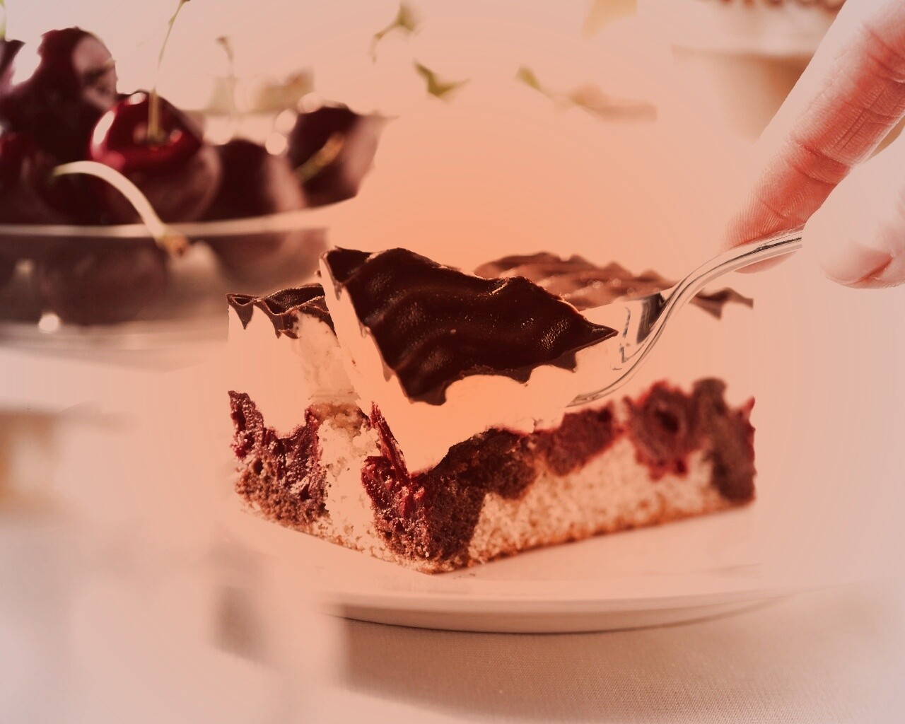 Вишневое пирожное обои