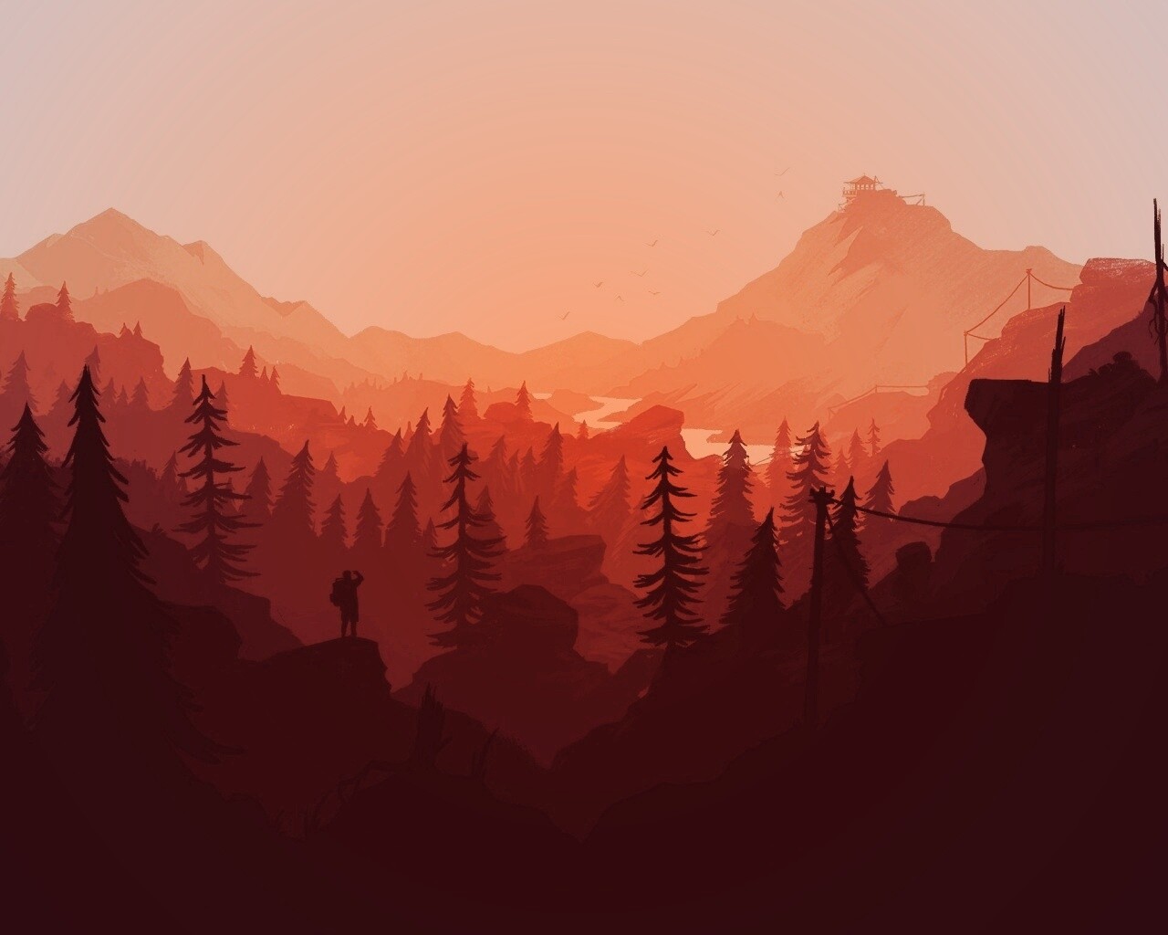 Красный Firewatch обои