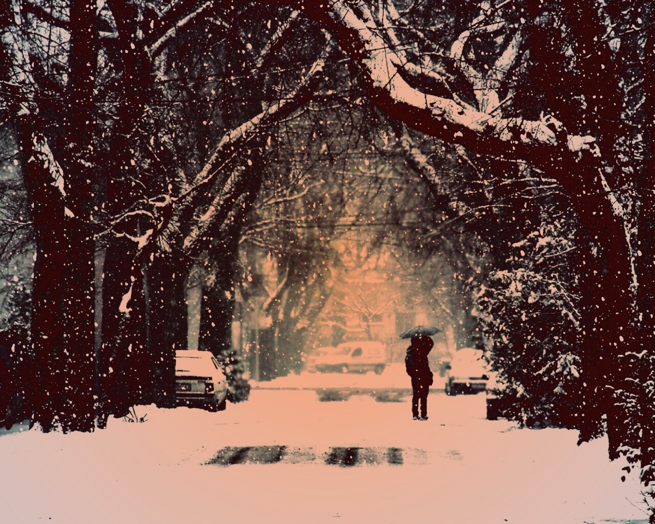 Зимняя улица обои