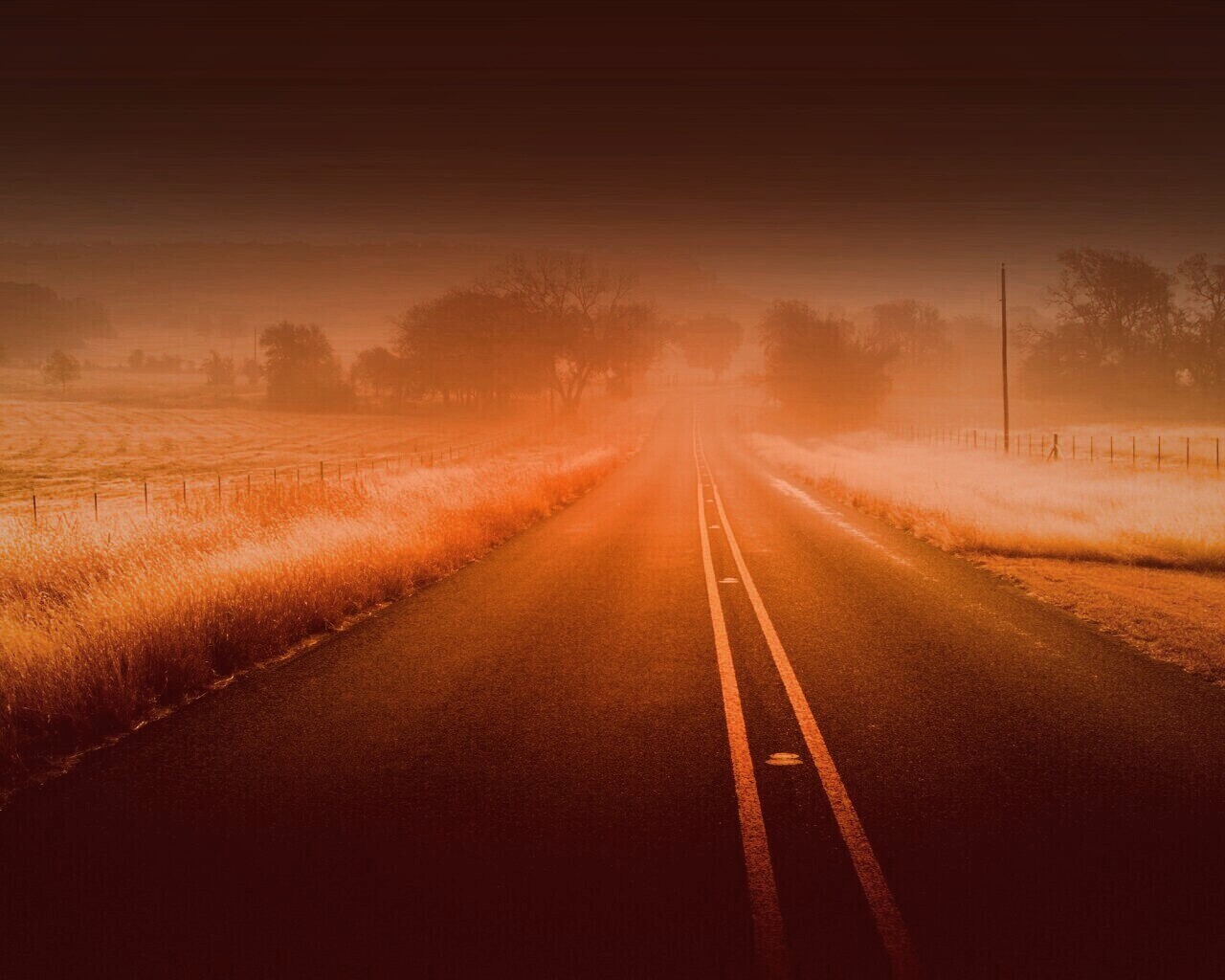 Туманная дорога обои