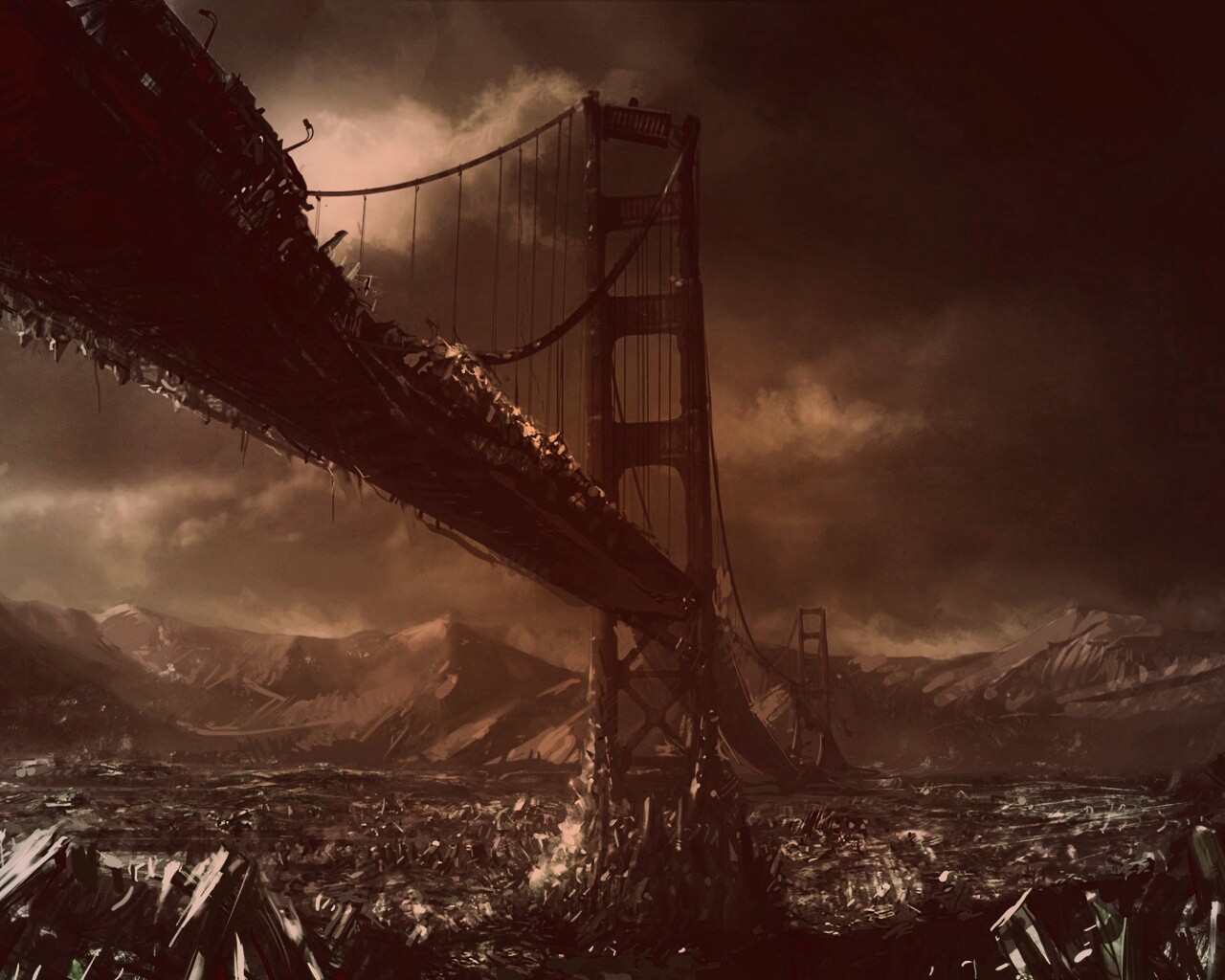 Постапокалиптические Золотые Ворота обои