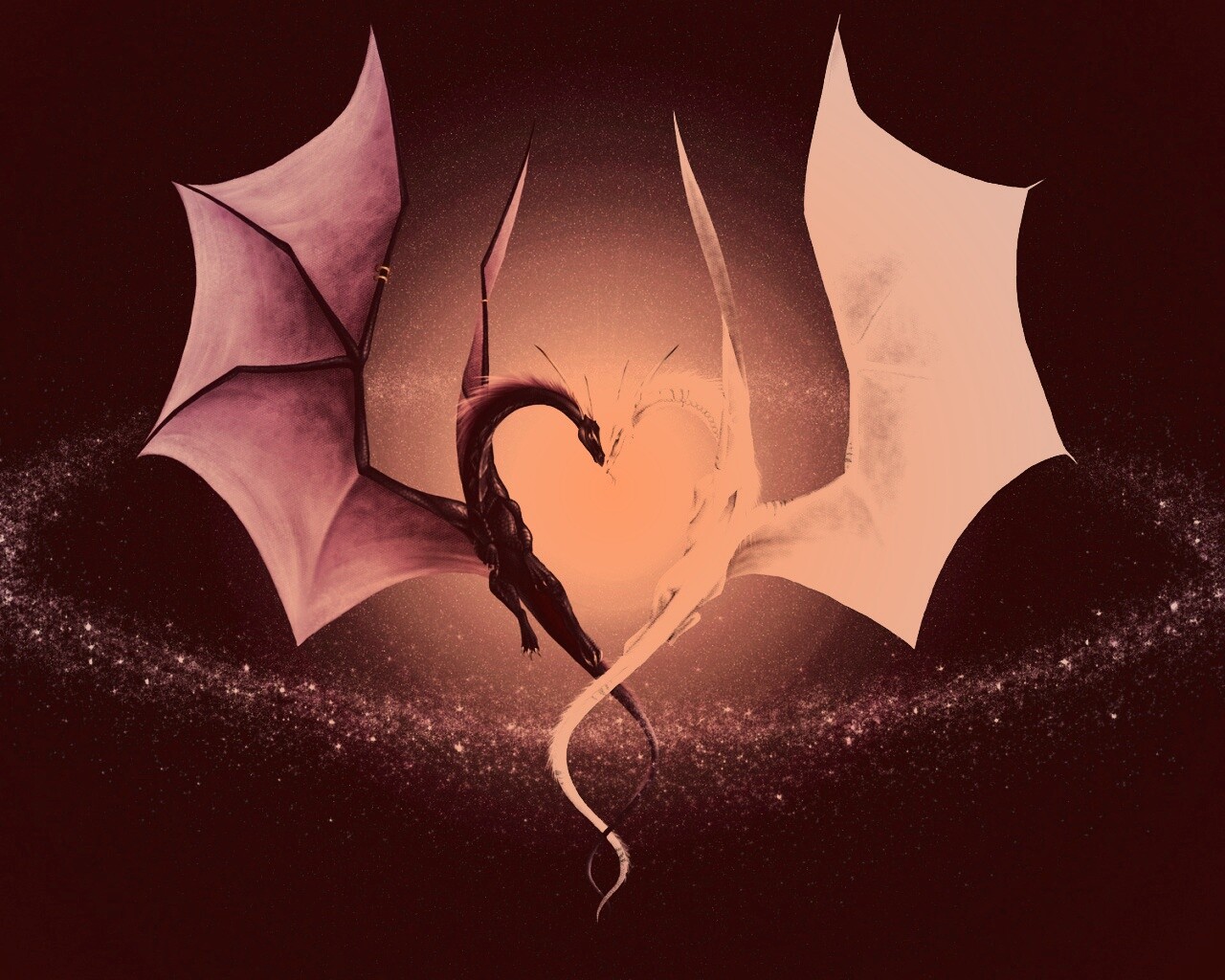 Влюбленные драконы обои