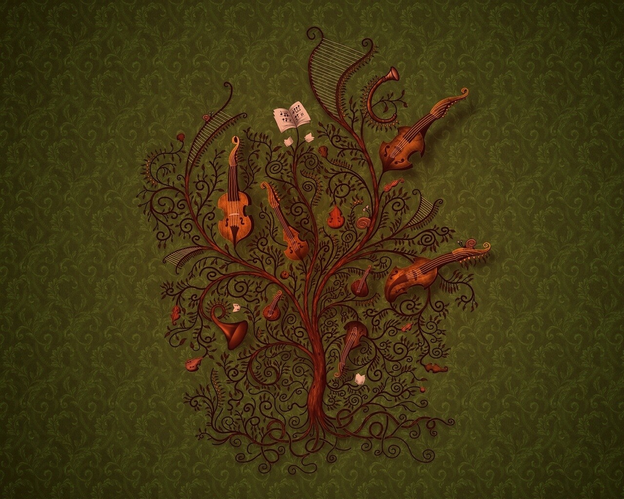 Музыкальное дерево обои