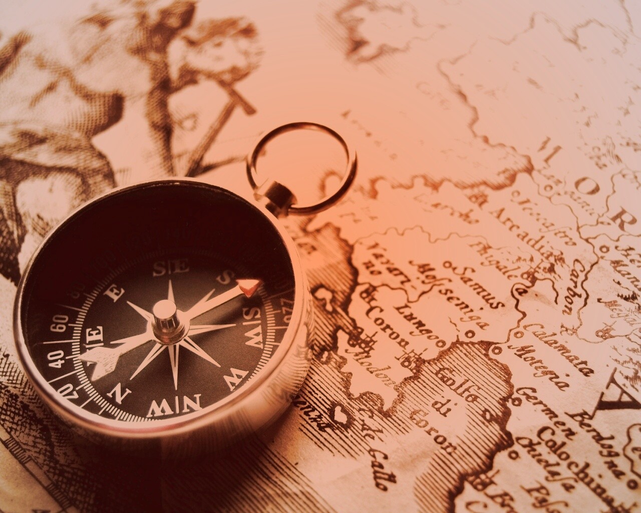Компас и карта обои