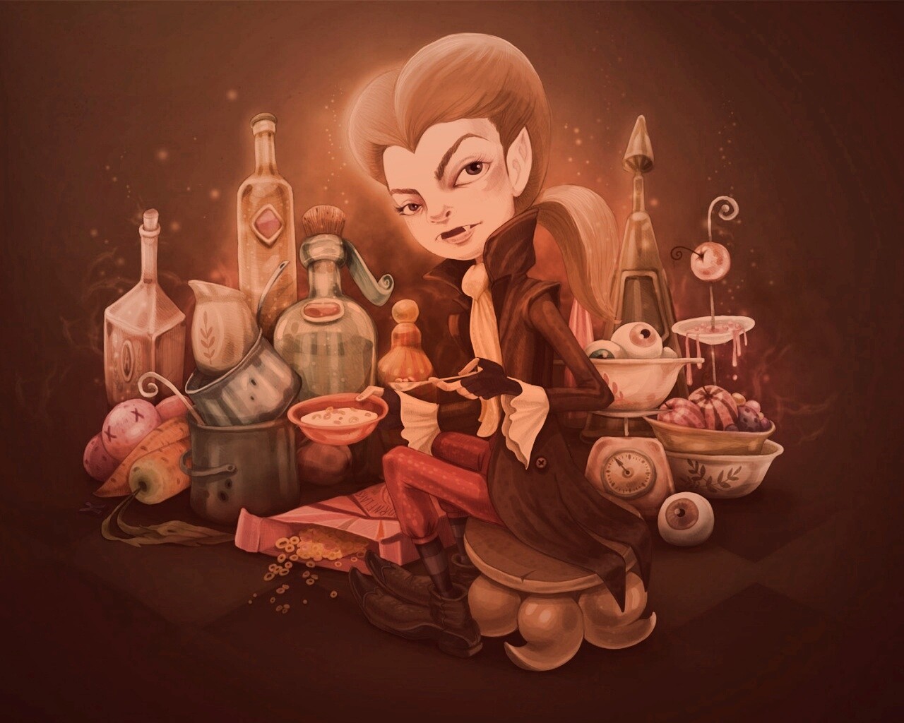 Вампир на кухне обои